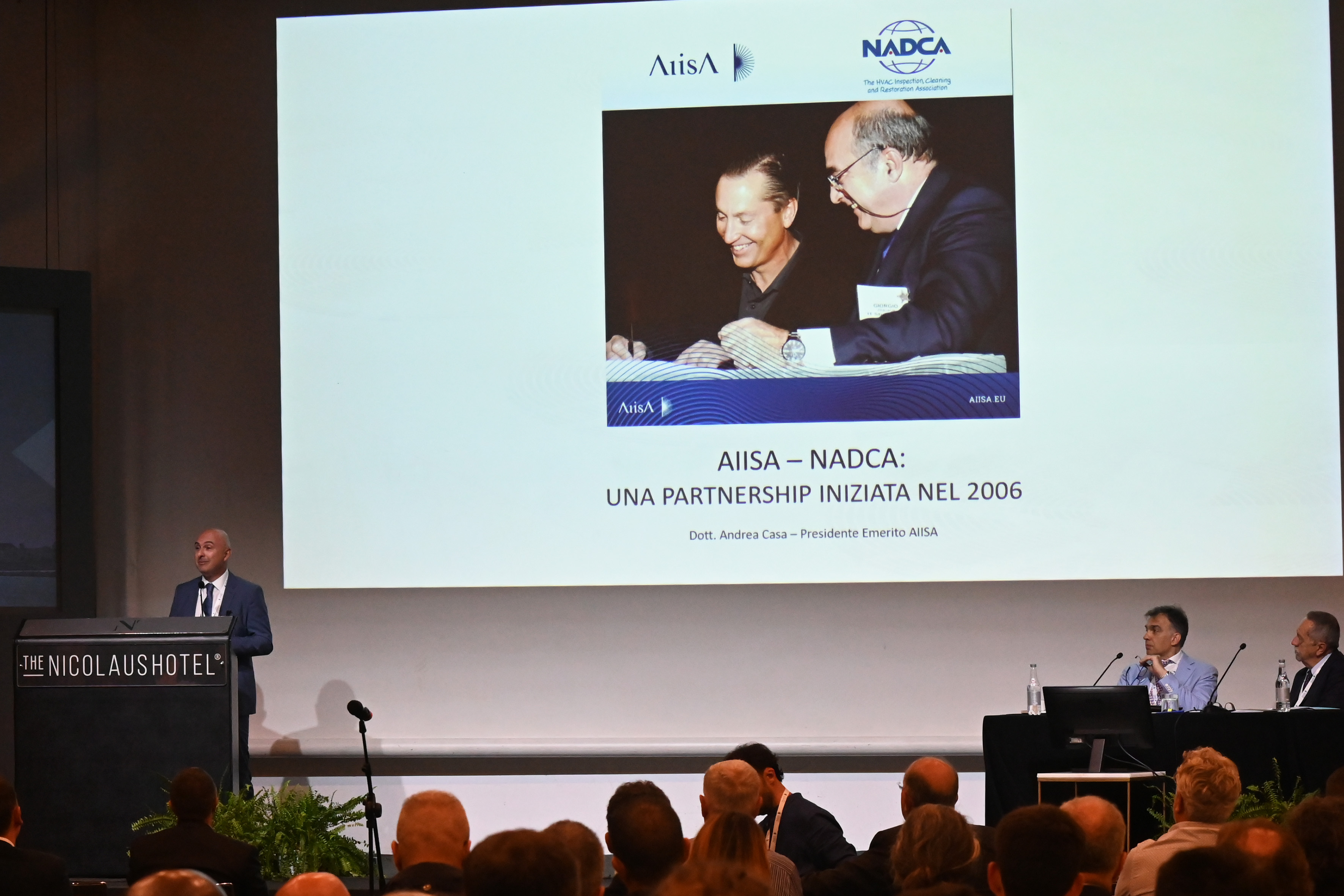 Andrea Casa giving a speach